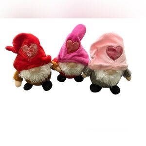 Mini Valentine Gnome Trio Plush Decor Red Pink Blush Accent Shelf Display‎ Cute